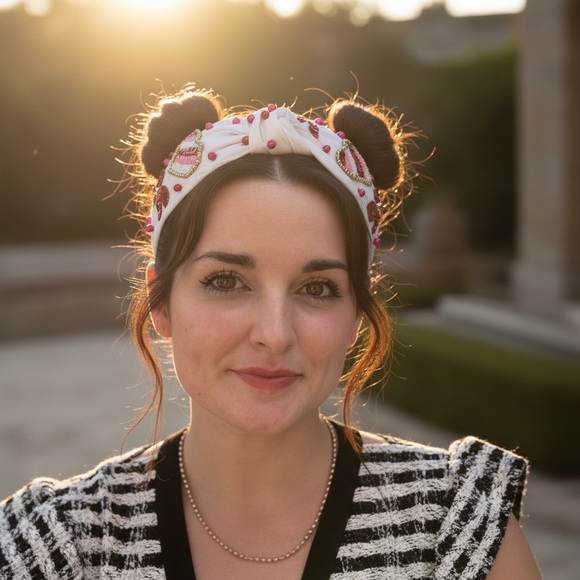 260. Sequin Heart & Coquette Girl Bow Headband - Picture 3 of 4